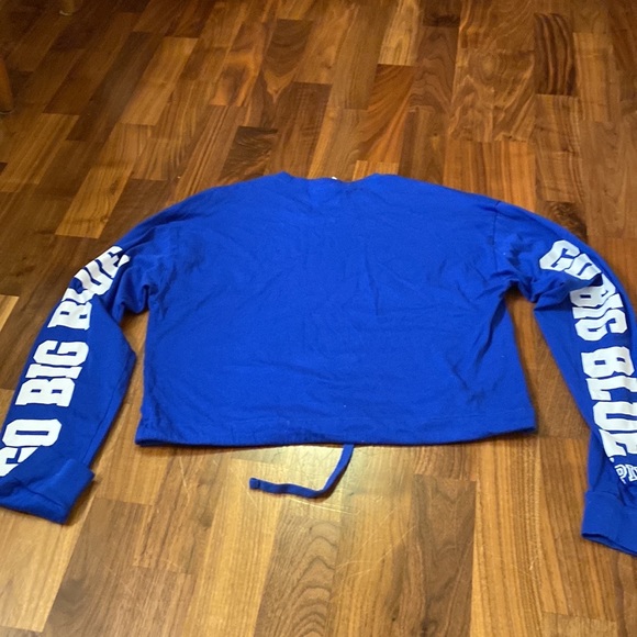 Pink Victoria’s Secret cats go big blue, Cropped drawstring long sleeve T-shirt - Picture 2 of 6